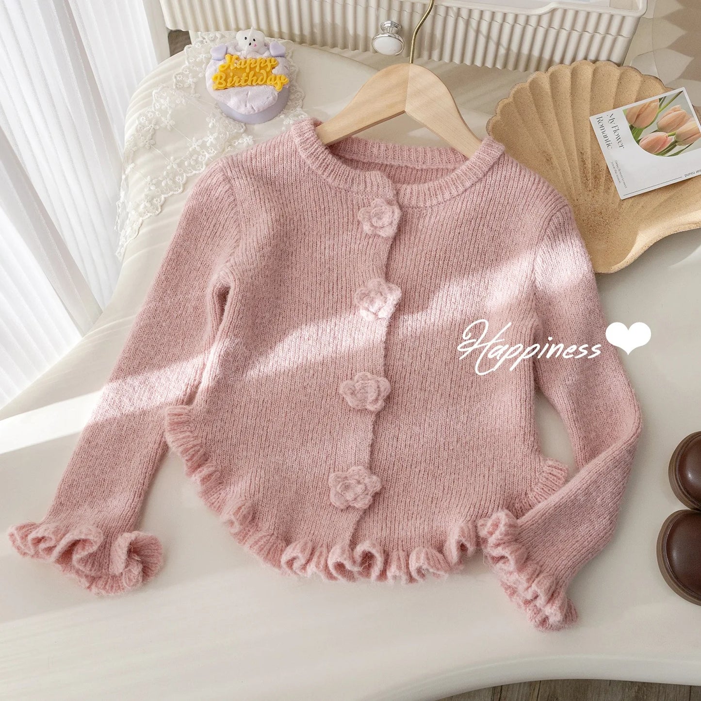 Girls Suit Korean Solid Color Sweater Knitted Spring and Autumn New Simple Straight Leg Slacks Set Baby Girl Clothes