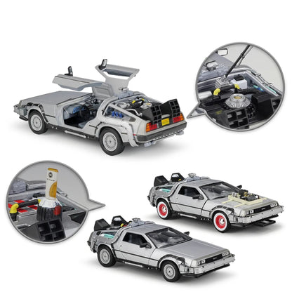 Welly 1:24 DMC-12 DeLorean Time Machine Back to the Future Car Model Diecast Metal Toy Car Model Simulation Collection Kids Gift