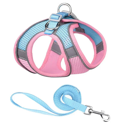 Dog Harness Vest Chest Cat Collars Rope Adjustable Breathable Mesh Dog Harness Clothes Outdoor Walking Small Medium Pet Supplies