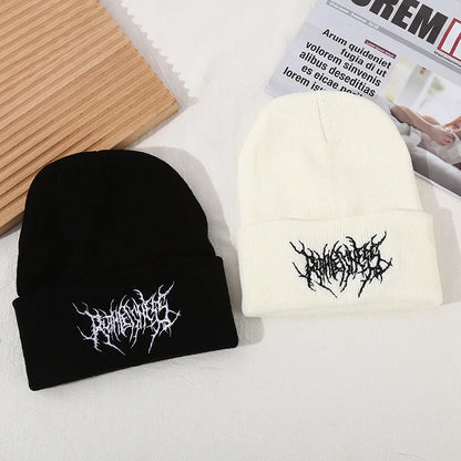 Unisex Stripe Embroidery Beanies Autumn Winter Warm Hat Hip Cap Beanie Hat Caps for Women Men