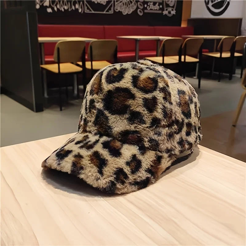 Get Ready for Winter with Our New Arrival Leopard & Zebra Print Fleece Baseball Cap - Perfect for Women