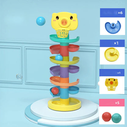 Ball Drop Toys for Toddler 1-3 Montessori Stacking Tower Toy Baby Development Games Educational Learning Activity Birthday Gift