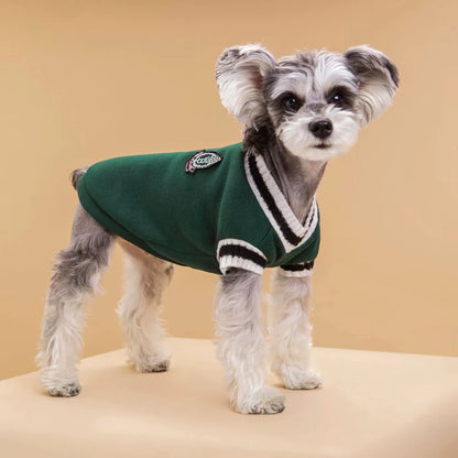 For Small Dogs Puppy Vest Clothes Kitty Jacket Outfits Winter Warm Pet Dog Sweater College Style V-neck Puppy Knitwear