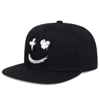 Unisex Fashionable Funny Expressions Embroidered Hip-Hop Hat, Flat Top Baseball Cap Suitable For Outdoor Leisure Sports