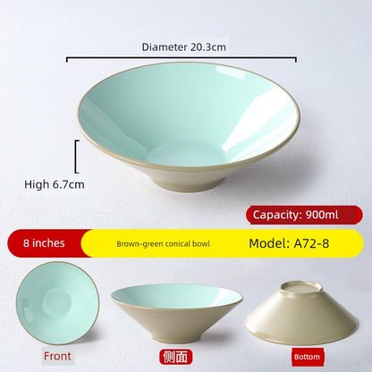 Melamine Rain-Hat Shaped Bowl Commercial Ramen Bowl River Snail Rice Noodle Bowl Noodle Restaurant Dedicated Noodles with Soy Sauce Wonton Pig's Knuckle Rice Spicy Hot Large Bowl