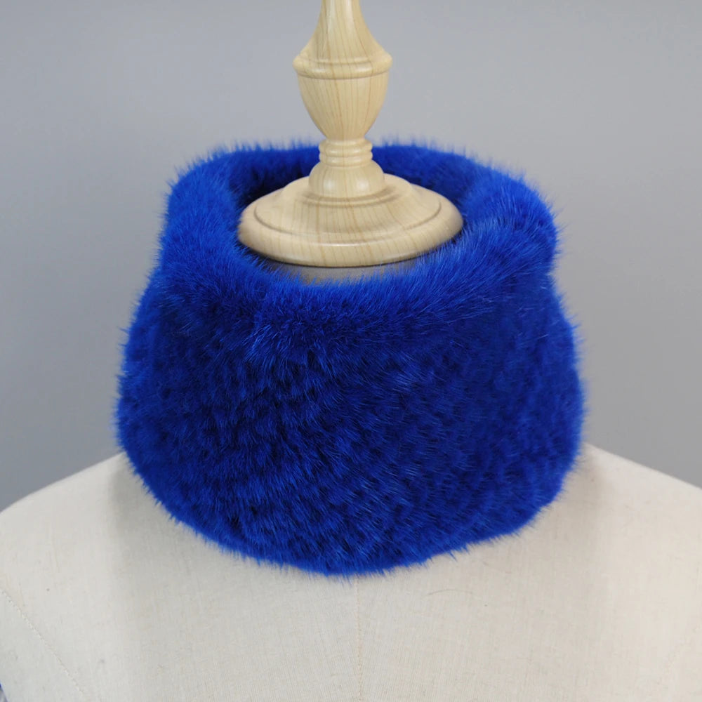 2025 New Women Winter Real Mink Fur Scarves headbands Good Elastic Knitted Natural Mink Fur Scarf Thick Warm Lady Fur Ring Shawl