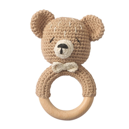 Baby Rattle Bear Crochet Animal Cartoon Music Rattle Toys for Baby Kawaii Teether Rattle Baby Toy 0 12 Months Montessori Toys