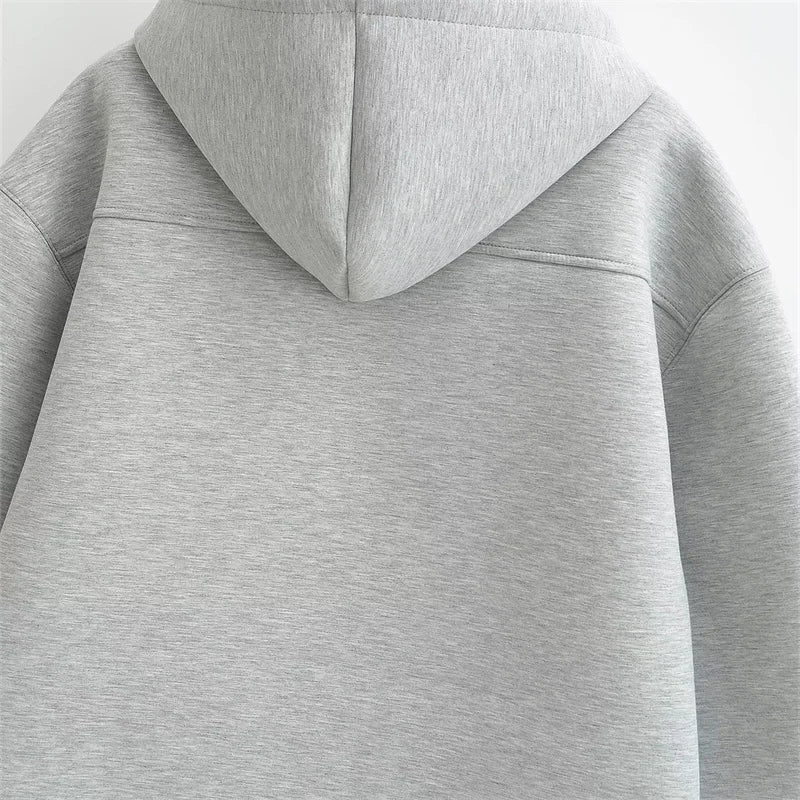 Winter New Women's Zipper Hoodie High Street Unisex style Double Pockets Oversize Loose Sweatshirts Outerwear Top