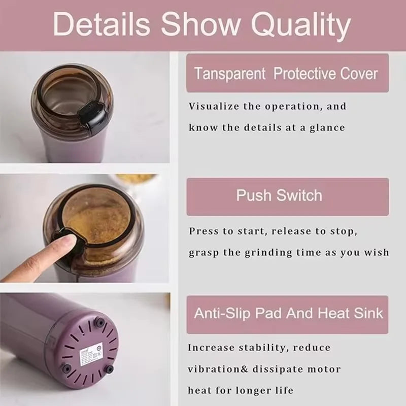 Multifunctional practical and convenient electric grain grinder spice coffee bean grinder household portable herb grinder