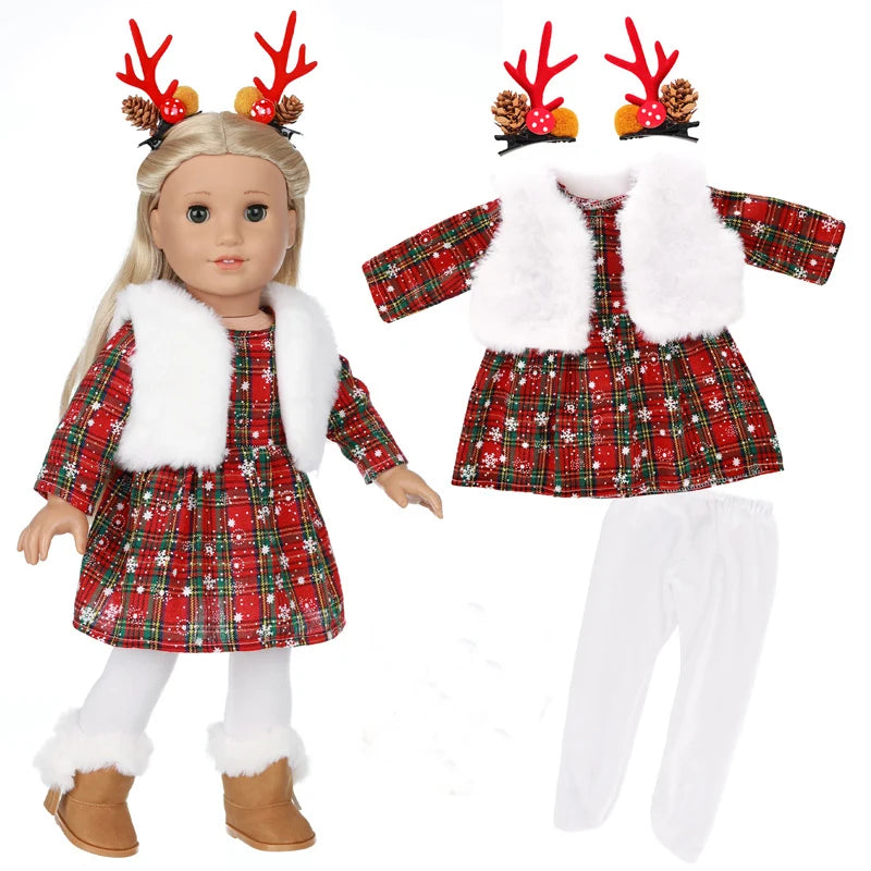 18 inch Girls Doll Winter Coat Dress Suit for 43cm Baby Doll Outfit Skirt