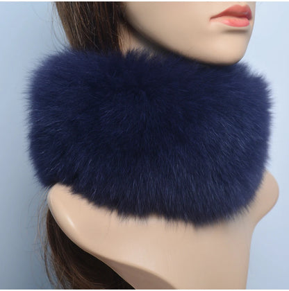 New Luxury Women Outdoor Fox Fur Ring Scarf Winter Good Elastic Knit Real Fox Fur Scarves Neck Warmer Natural Fur Headband Wrap