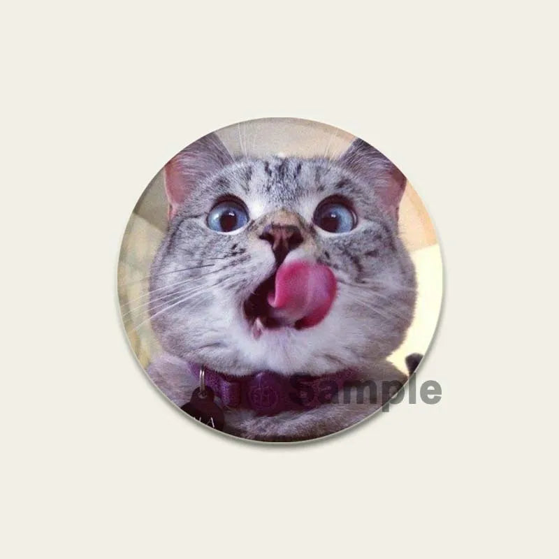 32/44/58mm Funny Cute Cat Badge Round Creative Brooches Fashion DIY Backpack Jewelry Accessory Gifts HD Print Handmade Pins