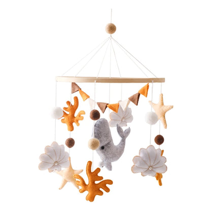 Baby Crib Mobile Bed Bell Rattle Toys Wooden Crochet Stars Pendant Bed Bell Toys Newborn Comfort Crib Bracket Hanging Toys Gifts