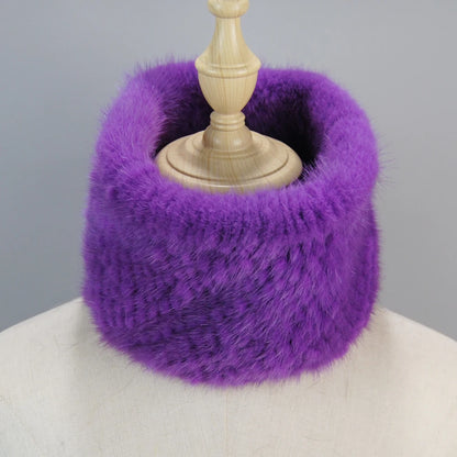 2025 New Women Winter Real Mink Fur Scarves headbands Good Elastic Knitted Natural Mink Fur Scarf Thick Warm Lady Fur Ring Shawl
