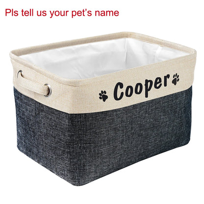 Personalized Dog Toy Basket Free Print Pet Storage Box DIY Custom Dog Name Toys Clothes Accessories Foldable Organize Storage