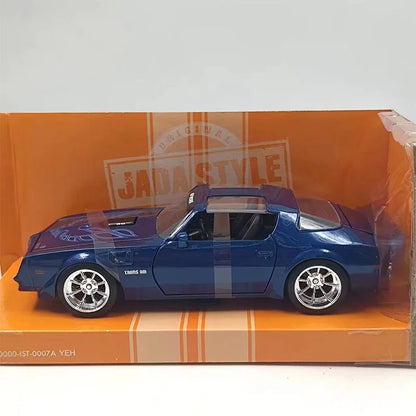 JADA 1:24 Scale Classic Blue 1977 Pontiac Firebird Miniature Diecast Alloy Toy Car Simulation Model Collectible Souvenir Display
