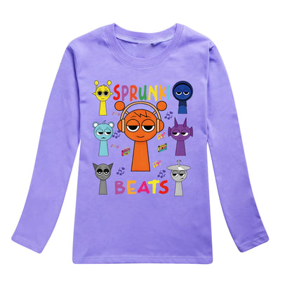 Sprunki Clothes Summer Kids Fashion Horror Game Incredibox Long Sleeve T-Shirt Boys Graphic Tee Baby Girls Tops Child Pullover