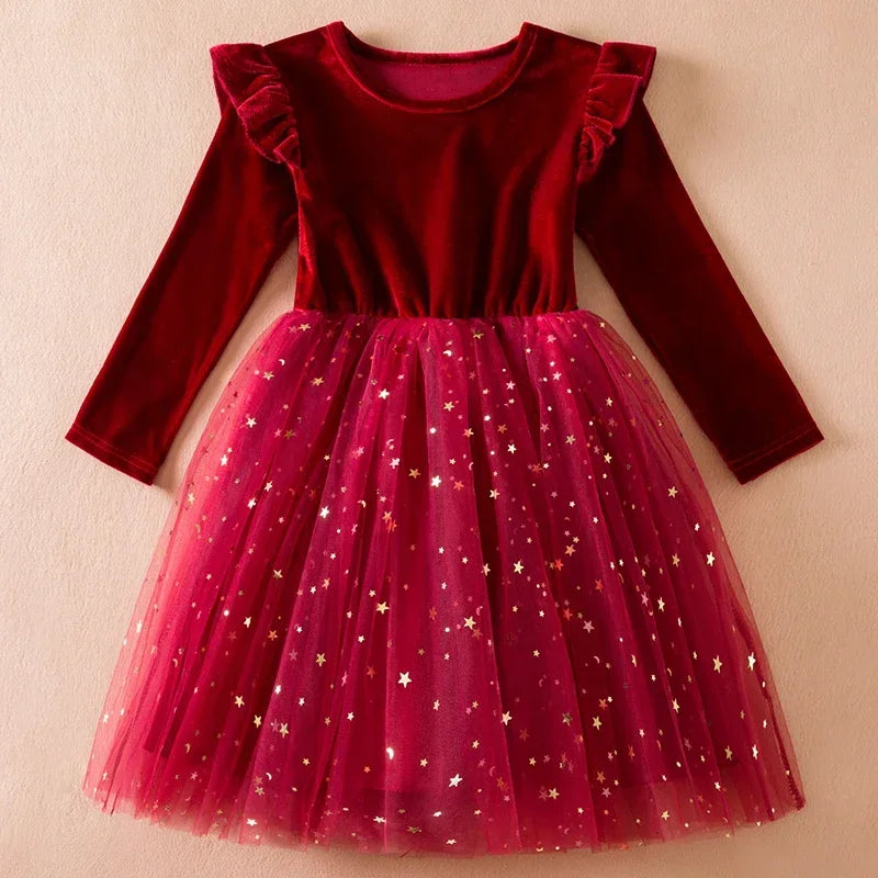 Kids Girls Dress for Sequin Long Sleeve Princess Party Dress