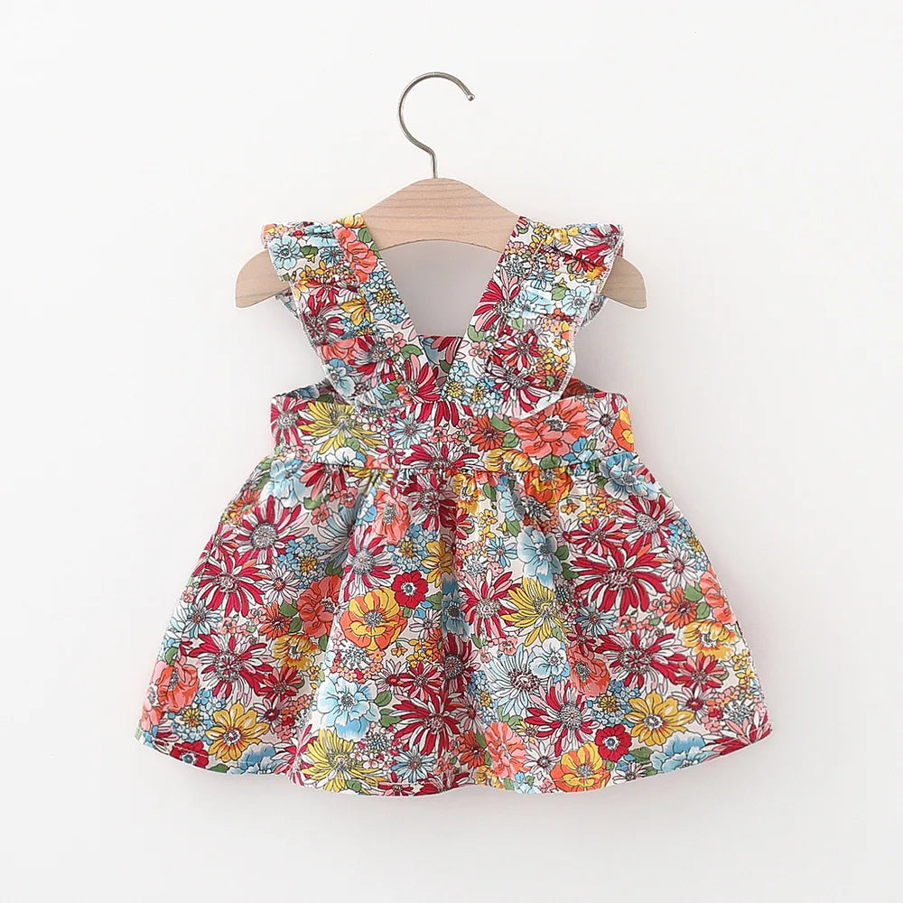 Summer Cotton Baby Dress Flower Printed Dress Hawaiian Style Baby Clothes Send Bag