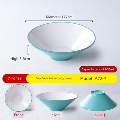 Melamine Rain-Hat Shaped Bowl Commercial Ramen Bowl River Snail Rice Noodle Bowl Noodle Restaurant Dedicated Noodles with Soy Sauce Wonton Pig's Knuckle Rice Spicy Hot Large Bowl