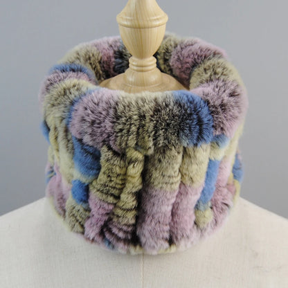 Good Elastic Rex Rabbit Fur Ring Scarves Winter Warm Women Genuine Rex Rabbit Fur Scarf Knitted Real Natural Fur Wraps Headbands