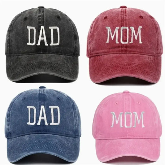 DAD MOM Embroidery Pure Cotton Baseball Cap Fashion Women Men Hat Sport Visors Snapback Cap Sun Hat Breathable Outdoor Caps