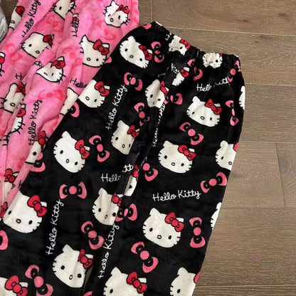 2025 New Hello Kitty Pajamas Pants Anime Women's Pajama Pants Cartoon Couple Home Sleepwear Trousers Leisure Home Clothing