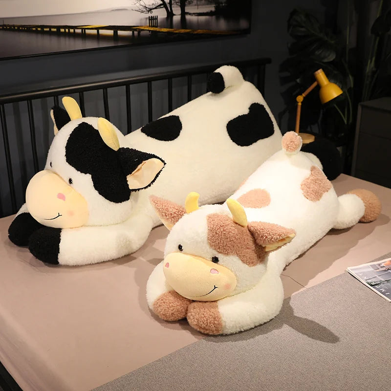 Hot 1pc 90cm Lovely Milk Cow Plush Toys Cartoon Stuffed Animal Cattle Dolls Sleeping Pillow For Baby Girls Birthday Gifts