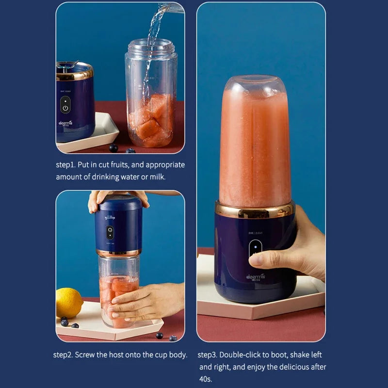 Electric Fruit Juicer Multifunctional Double Cup Portable Juicer Fruit Blender Milkshake Juice Maker USB Smoothie Blender