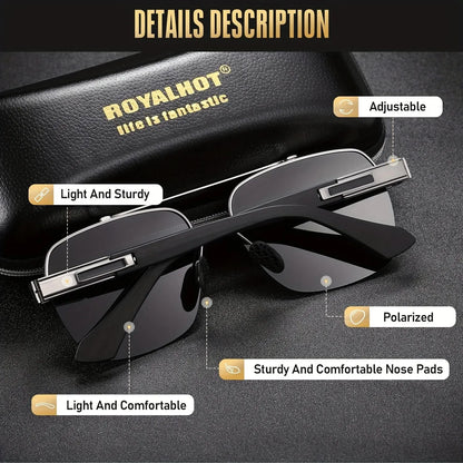 RoyalHot Unisex Polarized Classic Metal Oval Border Sunglasses