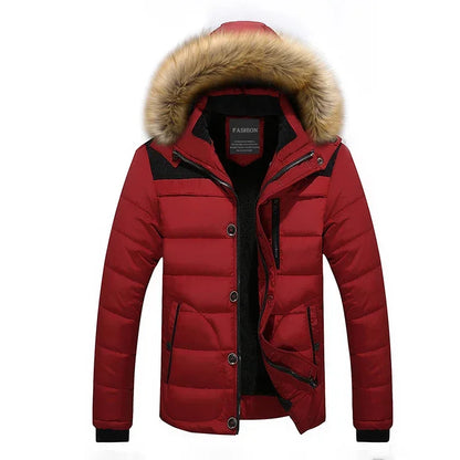 Fur Collar Hooded Parka Down Jackets Outerwear Thick Male Warm Overcoat Wool Liner Coat Winter New Men Warm Cotton Jacket Coats