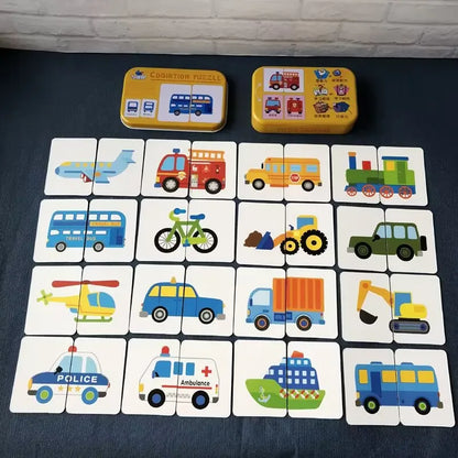 Montessori Toddler Puzzle Cards Toys For Kids 2 Years Jigsaw Matching Game Education Toys Cartoon Shape Cognitive Training Gift