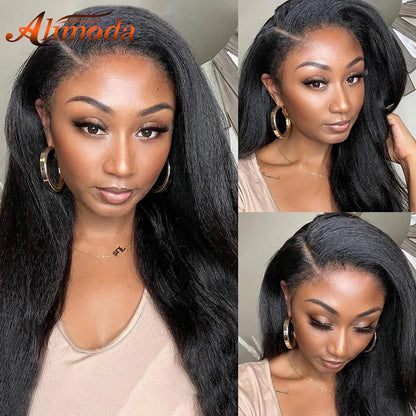 Kinky Straight 13x4 Lace Front Wigs Human Hair 13x6 HD Lace Frontal Wig Natural Hairline Yaki Wig Glueless 5x5 Lace Closure Wigs