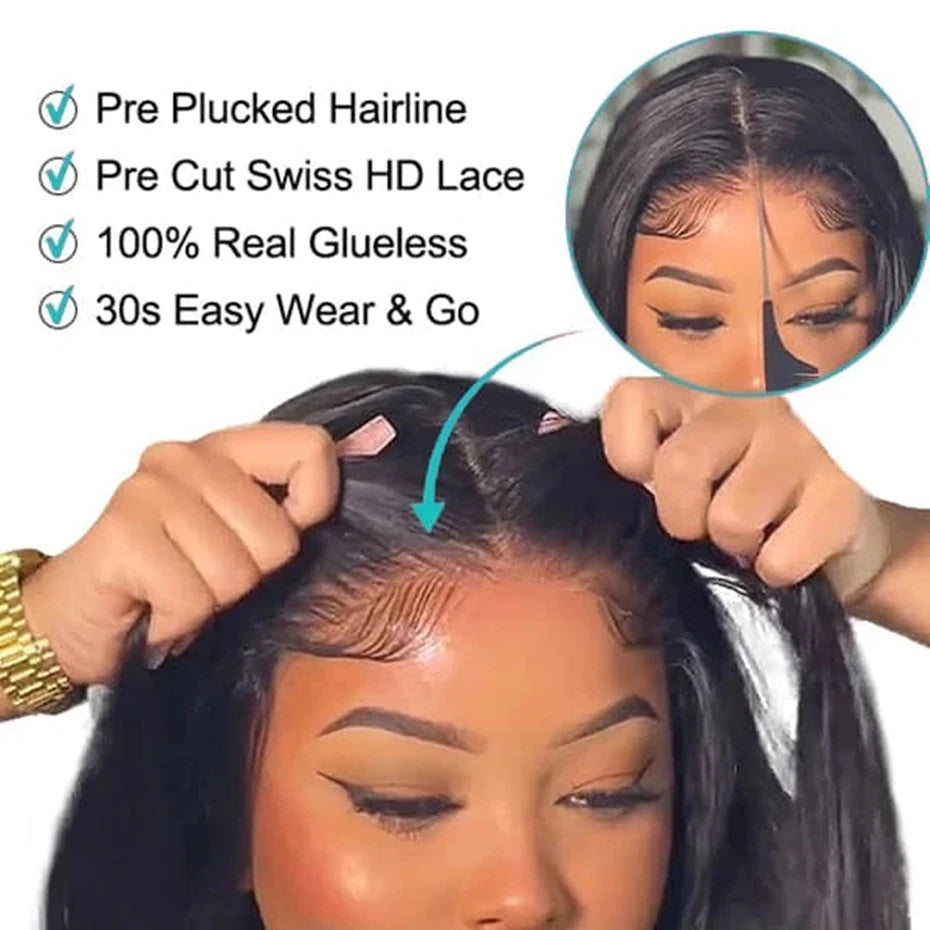 Glueless Wig Human Hair Ready To Wear Preplucked Straight Human Hair Wigs 5x5 Lace Closure Pre Cut 13x4 Lace Front Wigs Bling