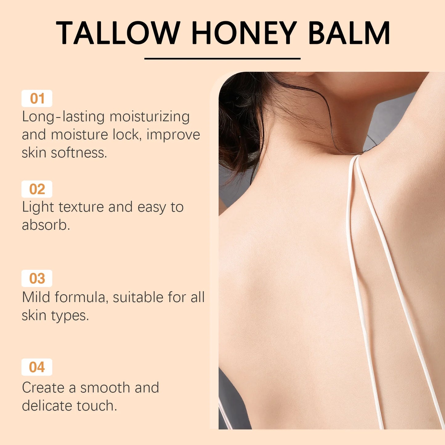 Beef Tallow Honey Moisturizer Grass Fed Whipped Tallow Face Cream Body Lotion Non Greasy Nourishing Fast Absorption Skin Care