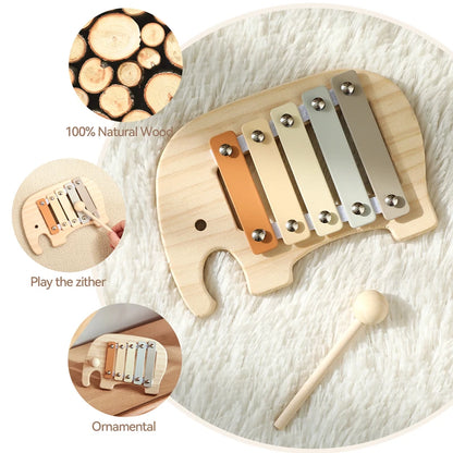 Baby Montessori Toy Cartoon Elephant Percussion Instrument Xylophone Toy Baby Early Sensory Educational Musical Instruments Gift