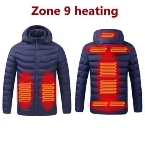 9/23 Areas Heated Jacket Men Warm Vest USB Self Heating parka Women Heated Coat Ski Camping Hiking Winter Cotton Clothes Washed