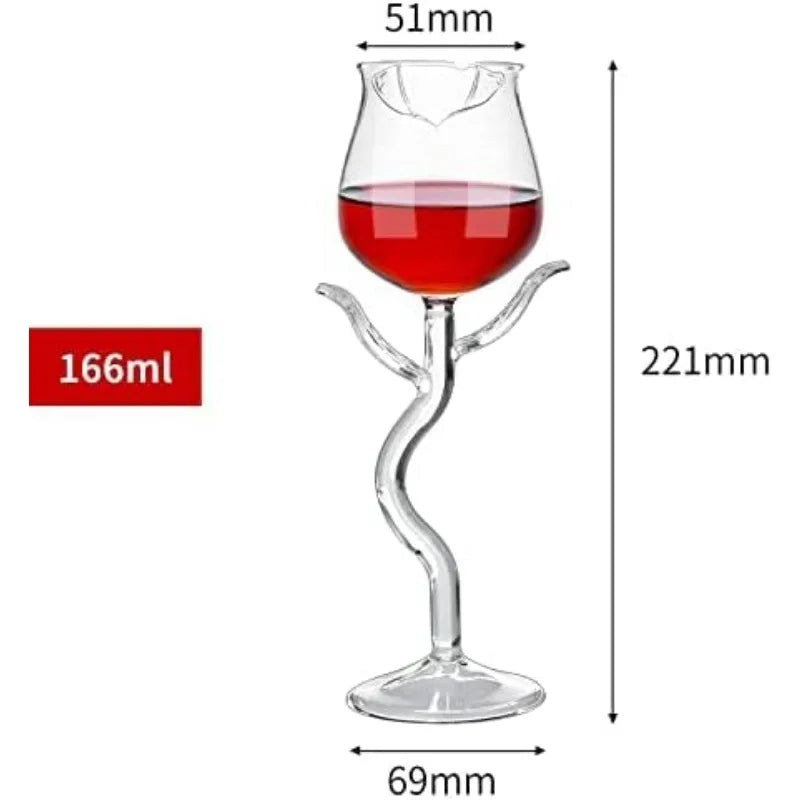 1pc 150ml Rose Shape Wine Glasses Romantic Flower Cocktail Martini Glass Clear Goblet Drinking Cups for Party Celebrations Gifts