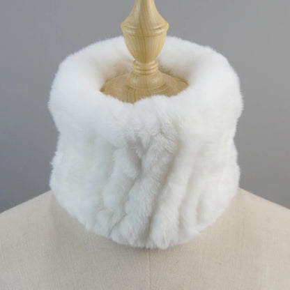Good Elastic Rex Rabbit Fur Ring Scarves Winter Warm Women Genuine Rex Rabbit Fur Scarf Knitted Real Natural Fur Wraps Headbands