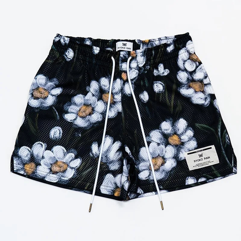 RYOKO RAIN New summer men's shorts men and women's fashion beach seaside casual shorts mesh sports quick-drying quarter pants