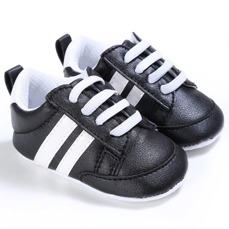 Black Fashion Casual Shoes Newborn Boys And Girls Non Slip First Walkers Infants Toddlers Comfortable Crib Shoes Kids Sneaker