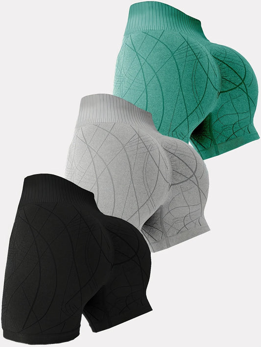 3pcs seamless slim fit sports outdoor women's casual fitness yoga pants hip-raising high-waist sports shorts