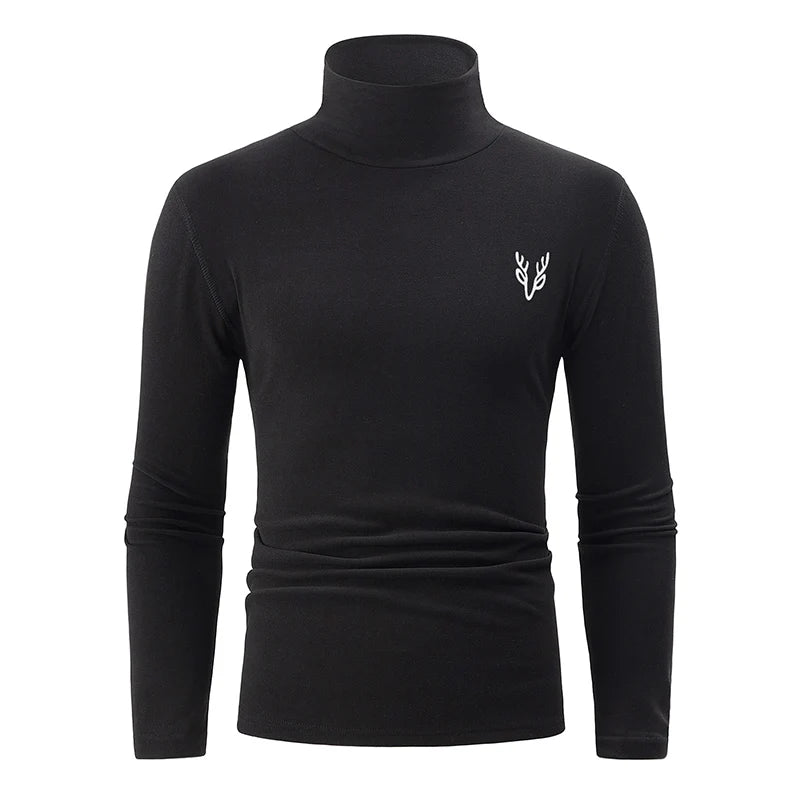 1/2 Pack Men's Fall/Winter Turtleneck Backcoat Solid Color Simple Warm Long Sleeve Shirt Teenagers' School Uniforms with Sanded