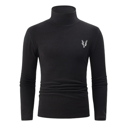 1/2 Pack Men's Fall/Winter Turtleneck Backcoat Solid Color Simple Warm Long Sleeve Shirt Teenagers' School Uniforms with Sanded