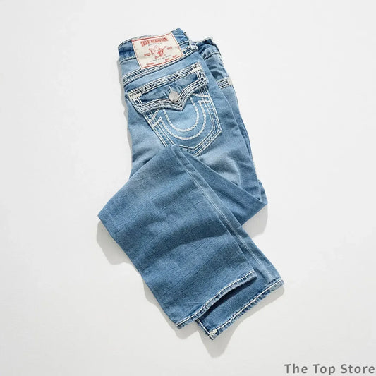 Harajuku Vintage Buddha Embroidered Logo Denim Pants Trouser Hip Hop High Street Wear Gothic Baggy Jeans Couples Y2k Clothes