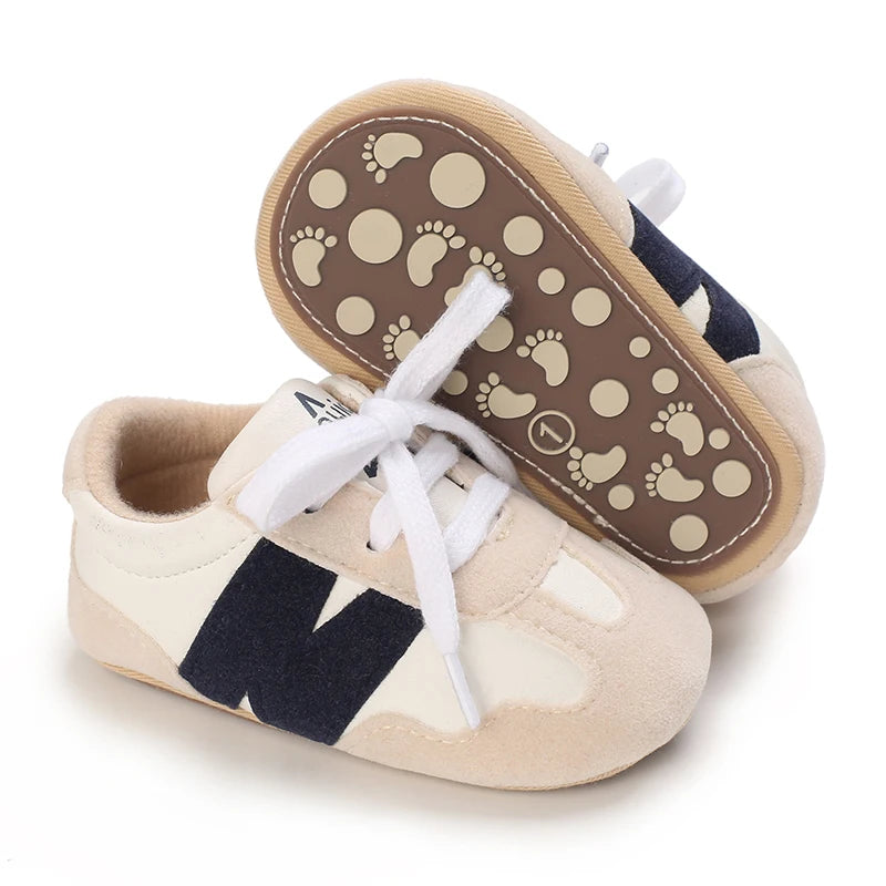 Newborn Baby Classic Sneakers Letters Splicing Baby Casual Shoe Anti-slip Hundred Walking Baby Boys Girls Baby Shoes 0-18 Months