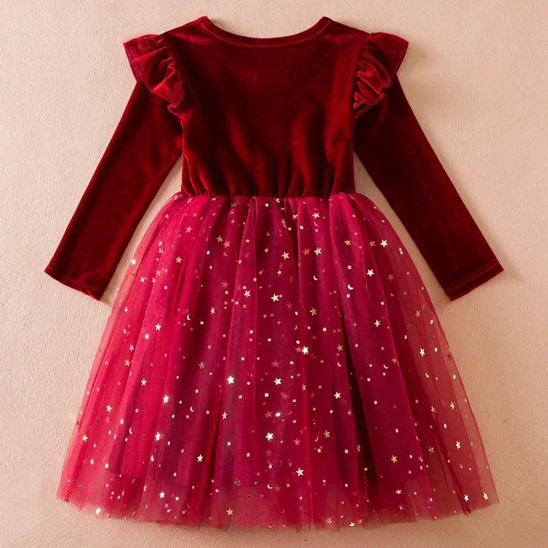 Kids Girls Dress for Sequin Long Sleeve Princess Party Dress