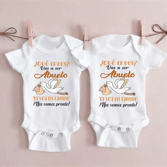 You Will Become A Grandma Grandpa Print Newborn Romper Pregnancy Announcement Clothes Baby Reveal Bodysuit for Grandparent Gifts