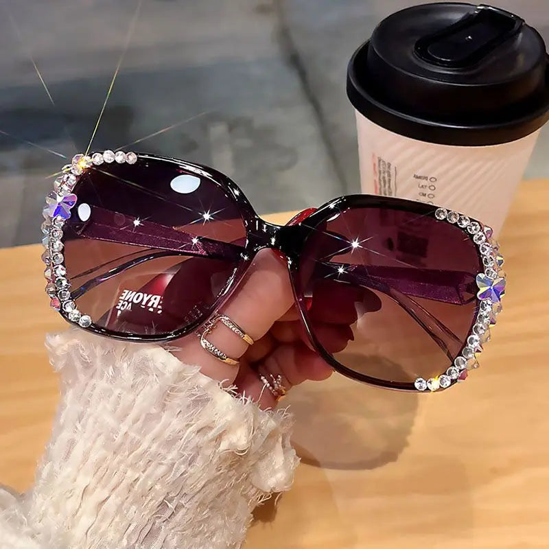 New Fashion Luxury Diamond Polarized Sunglasses Women Sun Glasses Ladies Eyewear Woman Vintage Sun Glasses With Box