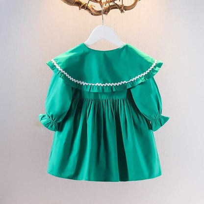 Baby Girl Dress Spring and Autumn Foreign Children's Dress Fairy Student Bubble Sleeve Birthday Princess Dress